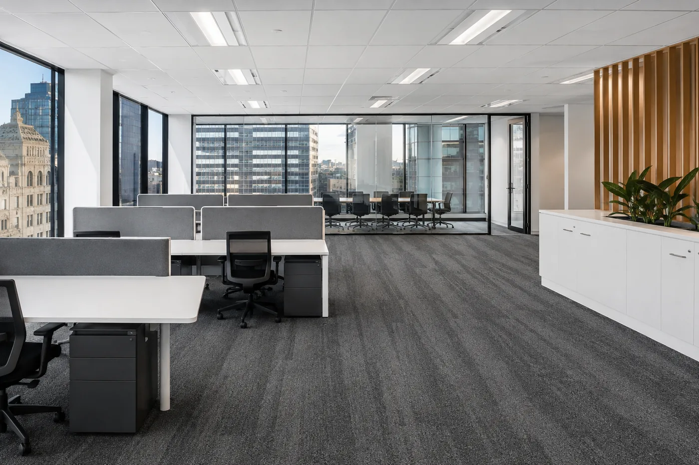 Empty open-plan office cleaned for end of lease handover