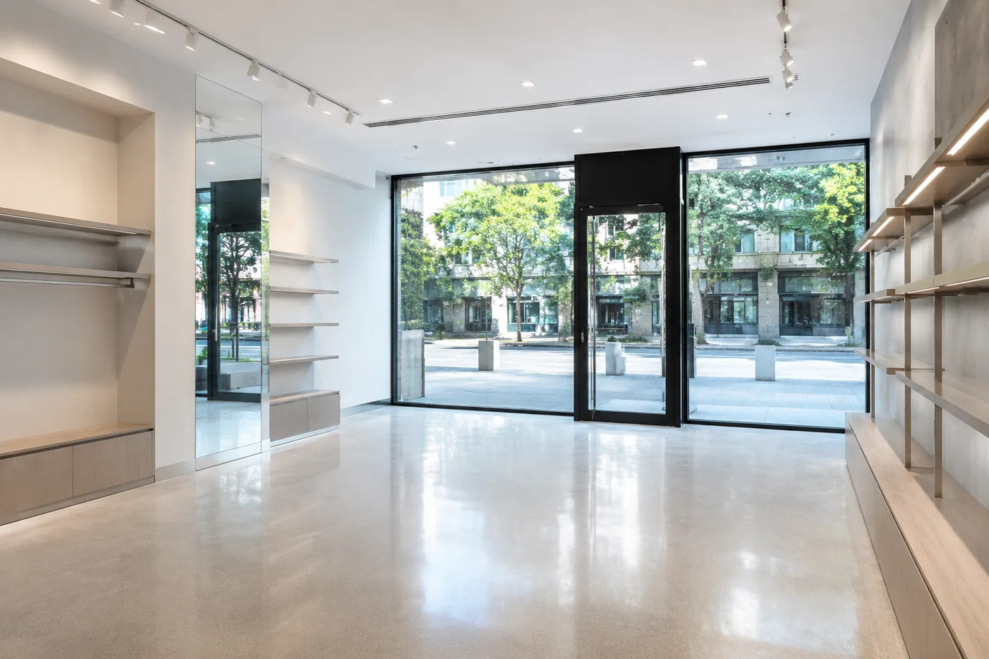 Empty retail shopfront cleaned to handover standard